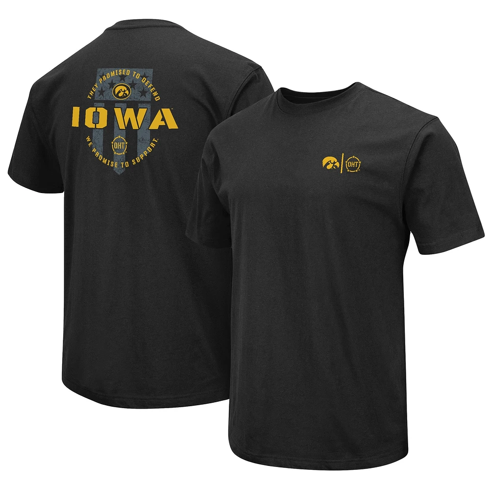 T-shirt d'appréciation militaire Colosseum Iowa Hawkeyes OHT pour homme noir