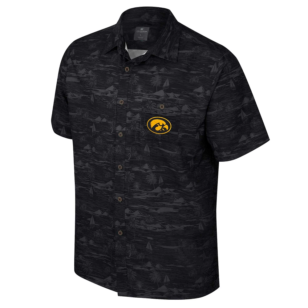 Chemise boutonnée Colosseum noire Iowa Hawkeyes Ozark pour hommes