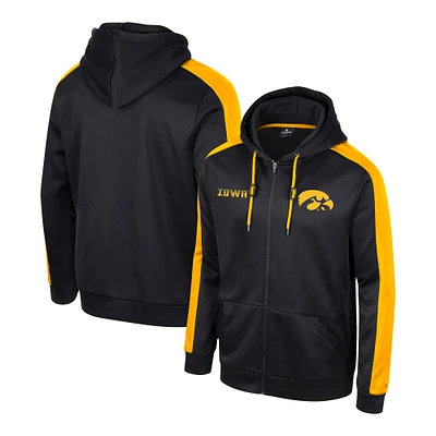 Sweat à capuche entièrement zippé Colosseum Iowa Hawkeyes Reese noir pour homme