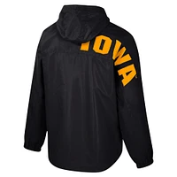 Veste anorak demi-zip Colosseum Black Iowa Hawkeyes Reloaded pour homme