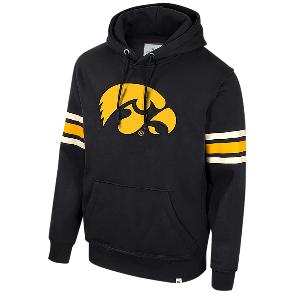 Pull à capuche noir pour hommes, Colosseum, Iowa Hawkeyes, salutation