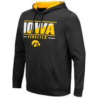 Men's Colosseum Black Iowa Hawkeyes Slash Stack 2.0 Pullover Hoodie