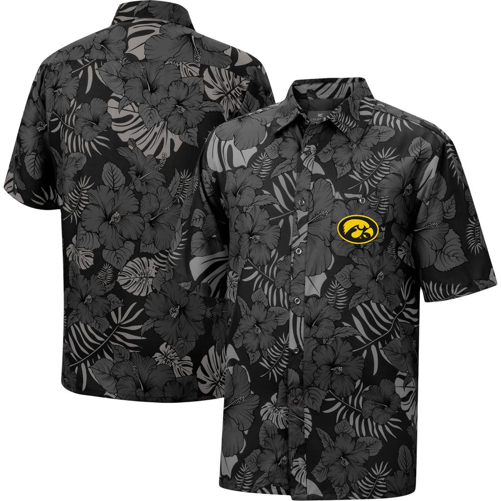 Men's Colosseum Black Iowa Hawkeyes The Dude Camp Button-Up Shirt