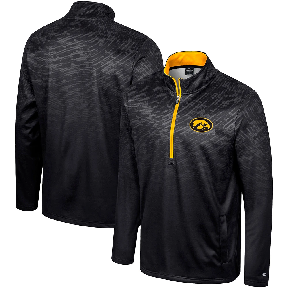 Veste à demi-fermeture éclair Colosseum Iowa Hawkeyes The Machine pour homme, noir