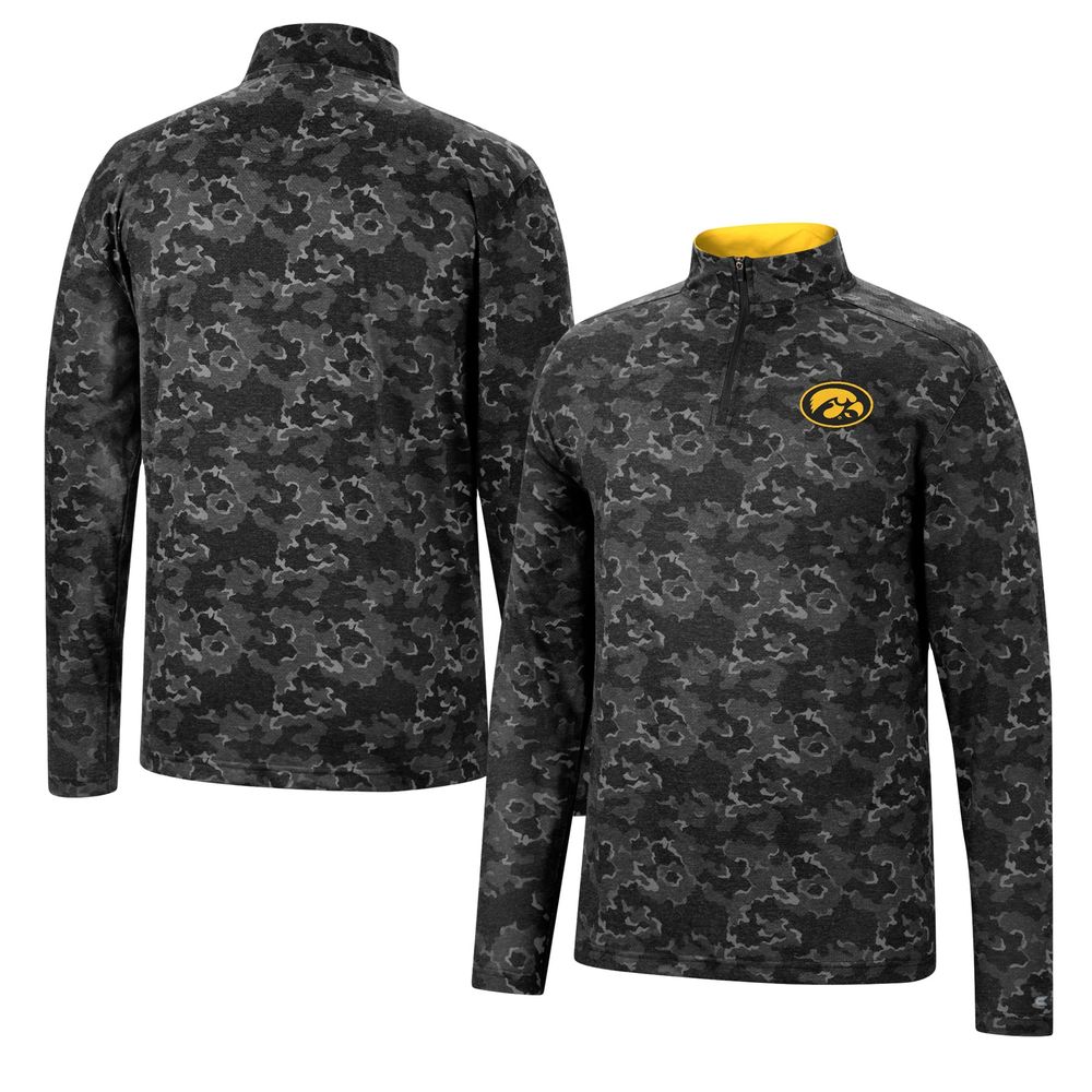 Men's Colosseum Black Iowa Hawkeyes Tivo Quarter-Zip Jacket