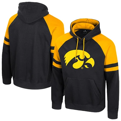 Sweat à capuche raglan noir Iowa Hawkeyes Todd pour homme Colosseum