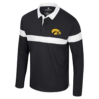 Men's Colosseum  Black Iowa Hawkeyes Too Cool For School Long Sleeve Polo