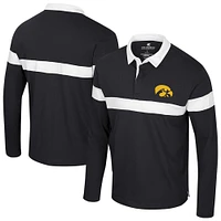 Men's Colosseum  Black Iowa Hawkeyes Too Cool For School Long Sleeve Polo