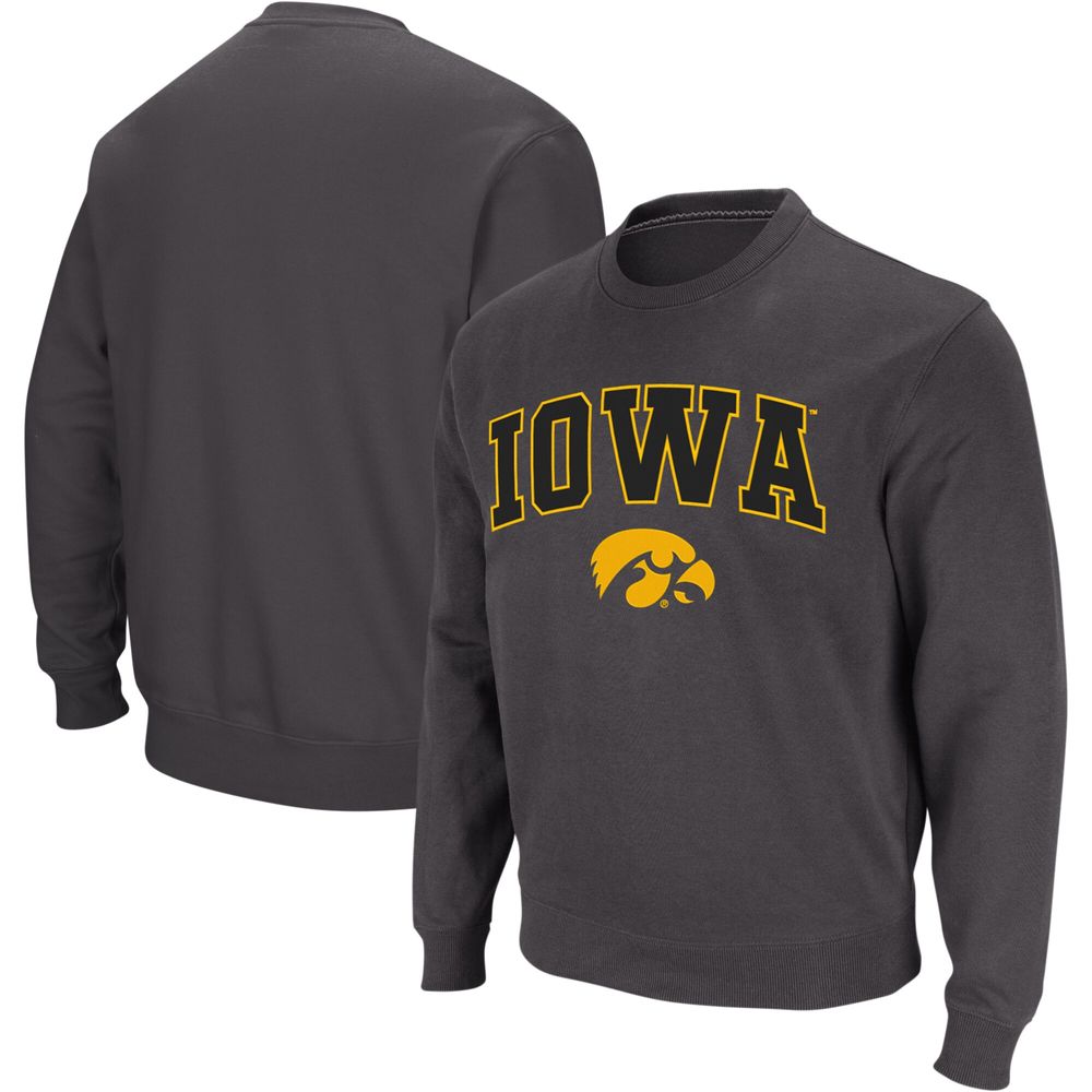 Men's Colosseum Charcoal Iowa Hawkeyes Arch & Logo Crew Neck Sweatshirt