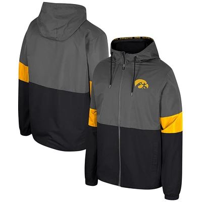 Veste entièrement zippée Colosseum Charcoal Iowa Hawkeyes Miles pour hommes