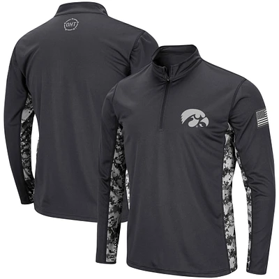 Men's Colosseum Charcoal Iowa Hawkeyes OHT Military Appreciation Digital Camo Lightweight Quarter-Zip Pullover