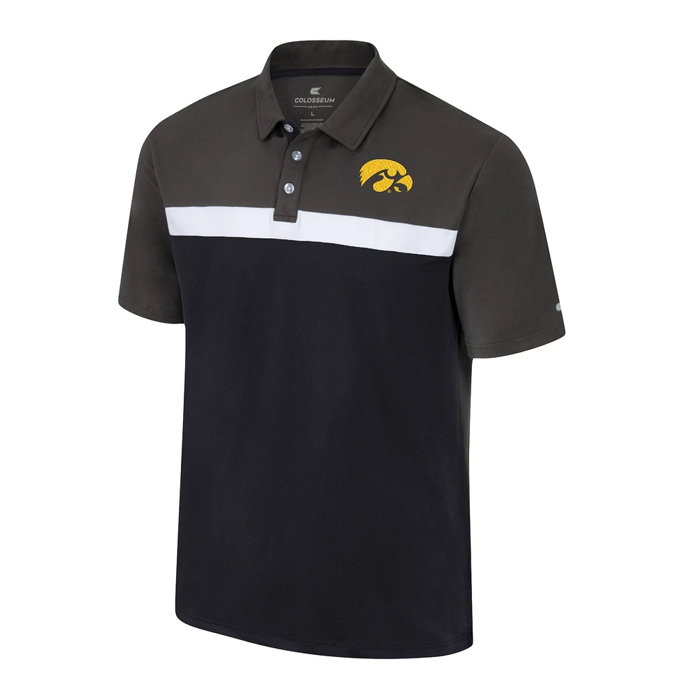 Men's Colosseum Charcoal Iowa Hawkeyes Two Yutes Polo