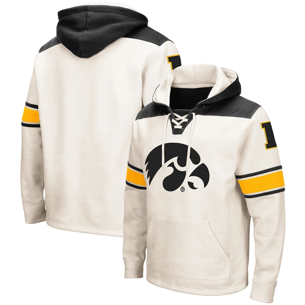 Sweat à capuche lacets Colosseum crème Iowa Hawkeyes 2.0 pour hommes