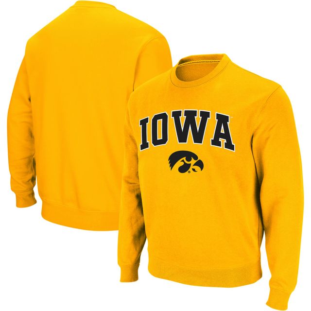 Colosseum Gold Iowa Hawkeyes Arch & Logo Sweat à col rond pour homme