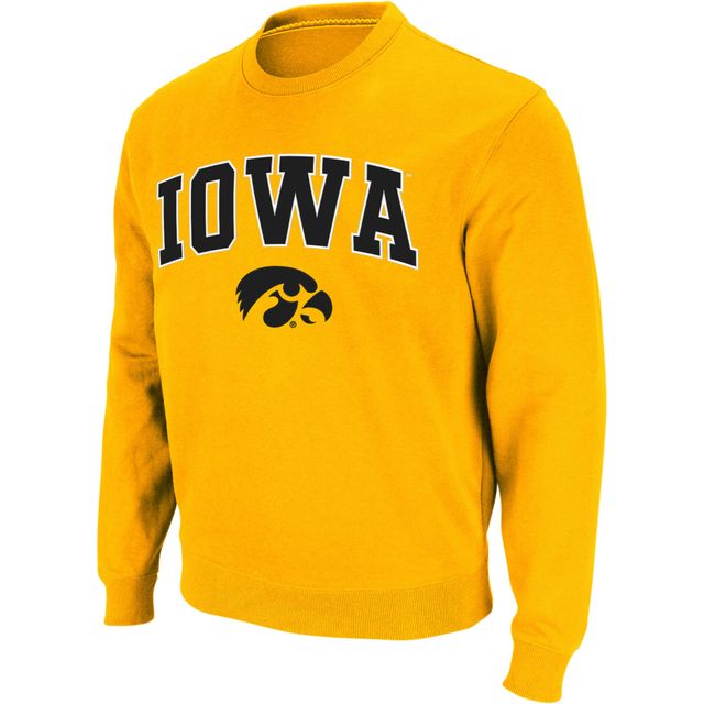 Colosseum Gold Iowa Hawkeyes Arch & Logo Sweat à col rond pour homme