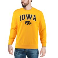 Men's Colosseum Gold Iowa Hawkeyes Arch & Logo Crew Neck Sweatshirt