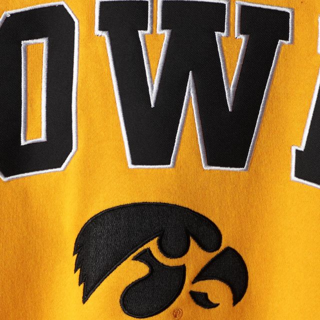 Colosseum Gold Iowa Hawkeyes Arch & Logo Sweat à col rond pour homme