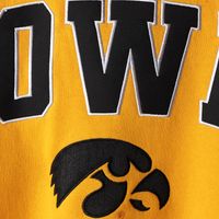 Men's Colosseum Gold Iowa Hawkeyes Arch & Logo Crew Neck Sweatshirt