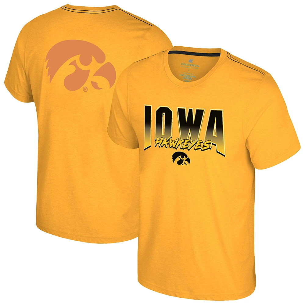 Men's Colosseum Gold Iowa Hawkeyes Dual Logo T-Shirt