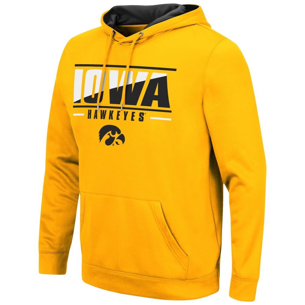 Men's Colosseum Gold Iowa Hawkeyes Slash Stack 2.0 Pullover Hoodie