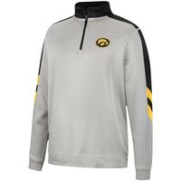 Men's Colosseum Gray/Black Iowa Hawkeyes Bushwood Fleece Quarter-Zip Jacket