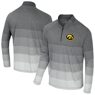 Men's Colosseum  Gray Iowa Hawkeyes AI Striped Mesh Quarter-Zip Raglan Windshirt