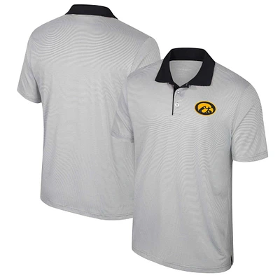 Men's Colosseum Gray Iowa Hawkeyes Big & Tall Tuck Striped Polo