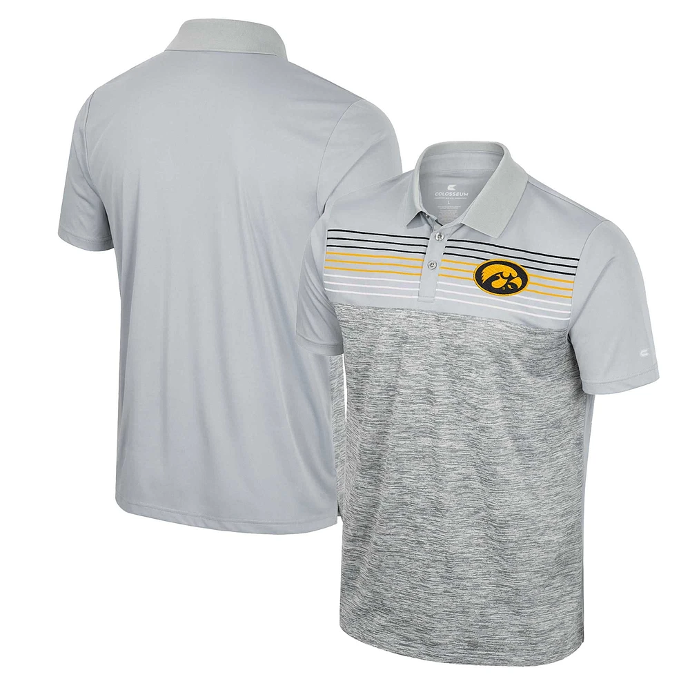 Polo cybernétique Iowa Hawkeyes Colosseum gris pour homme