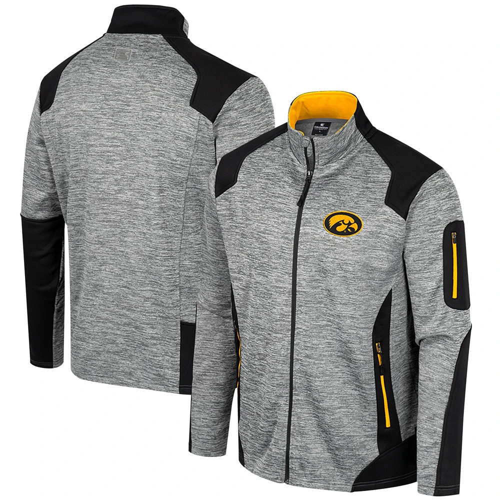 Men's Colosseum Gray Iowa Hawkeyes Silberman Color Block Full-Zip Jacket