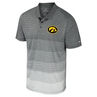 Men's Colosseum Gray Iowa Hawkeyes Striped Mesh Polo