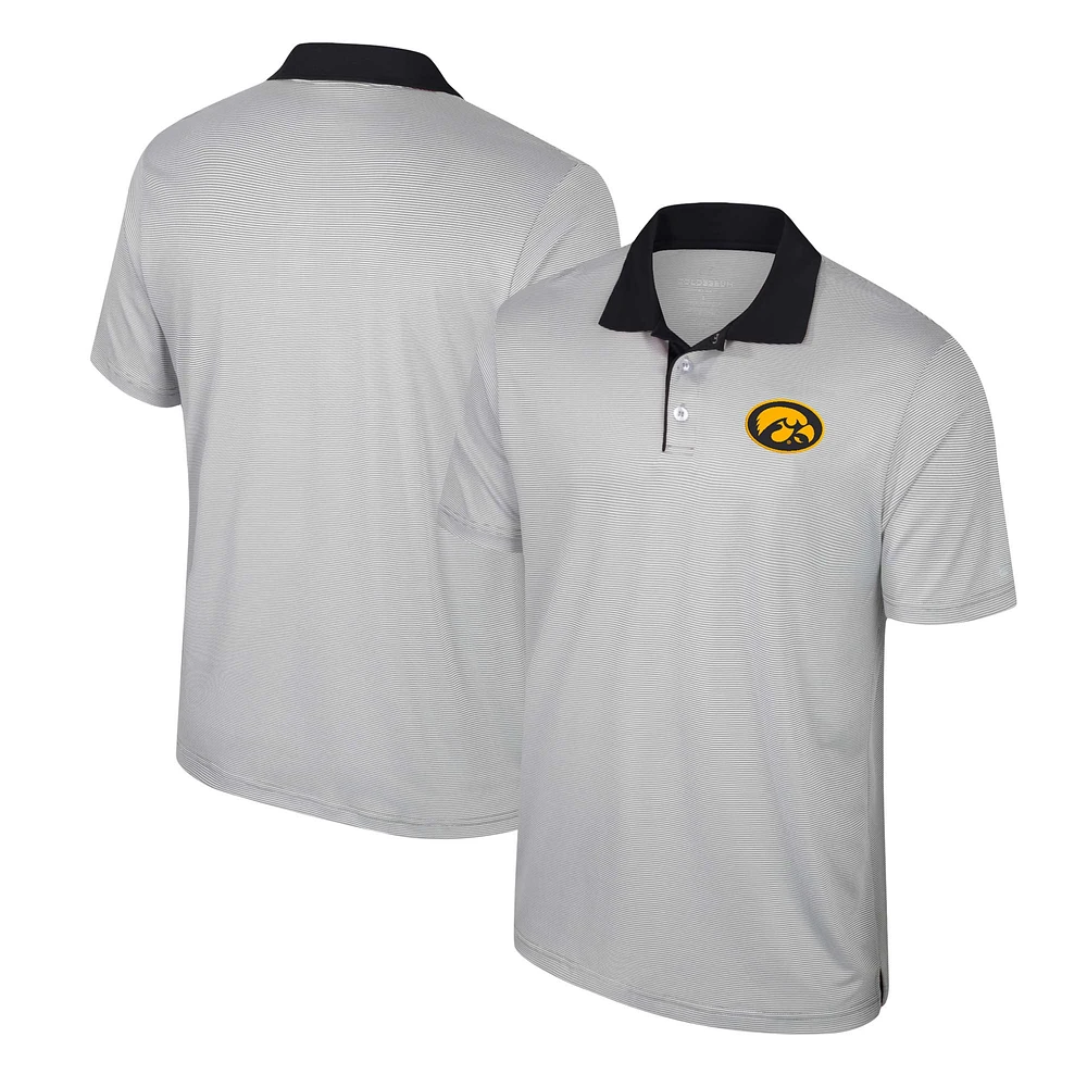 Polo rayé Colosseum gris Iowa Hawkeyes Tuck pour hommes