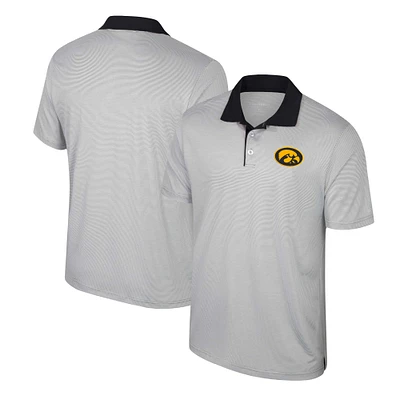 Men's Colosseum Gray Iowa Hawkeyes Tuck Striped Polo