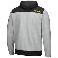 Sweat à capuche léger entièrement zippé Colosseum Heather Grey/Black Iowa Hawkeyes Schwartz pour homme