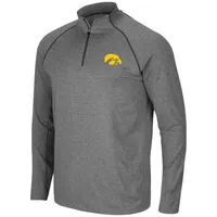 Men's Colosseum Heathered Charcoal Iowa Hawkeyes Robert Raglan Quarter-Zip Jacket