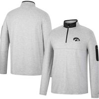 Men's Colosseum Heathered Gray/Black Iowa Hawkeyes Country Club Windshirt Quarter-Zip Jacket