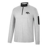 Men's Colosseum Heathered Gray/Black Iowa Hawkeyes Country Club Windshirt Quarter-Zip Jacket