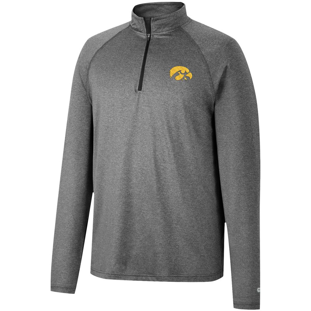 Men's Colosseum Heathered Gray Iowa Hawkeyes Earth First Raglan Quarter-Zip Windshirt