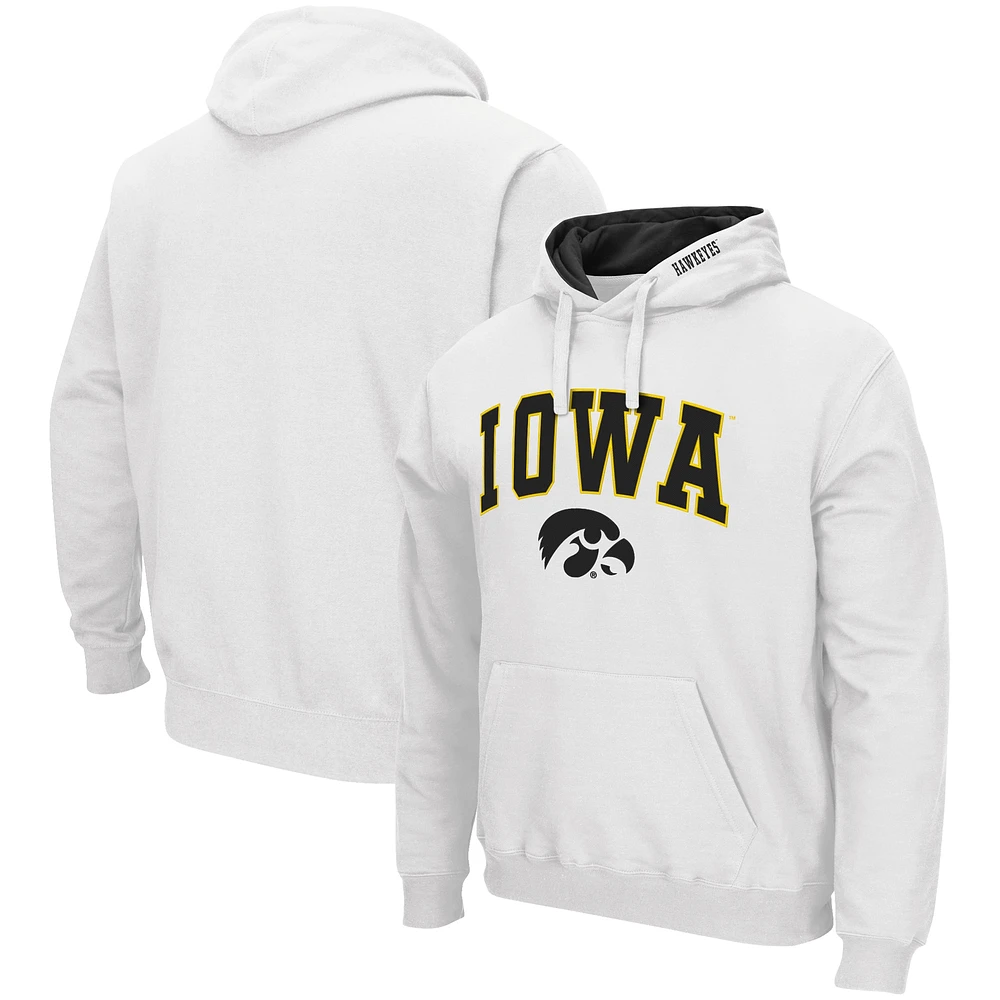 Chandail à capuchon Colosseum blanc Iowa Hawkeyes Arch & Logo pour hommes 3.0