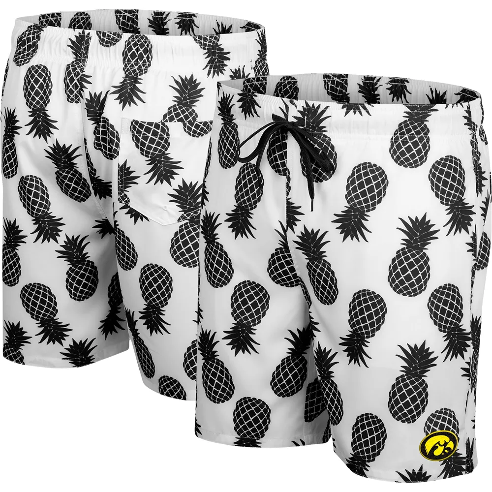 Men's Colosseum White Iowa Hawkeyes Pineapples Swim Shorts