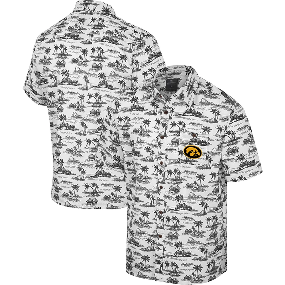 Colosseum White Iowa Hawkeyes Spontaneous is Romantic Camp Chemise boutonnée pour homme