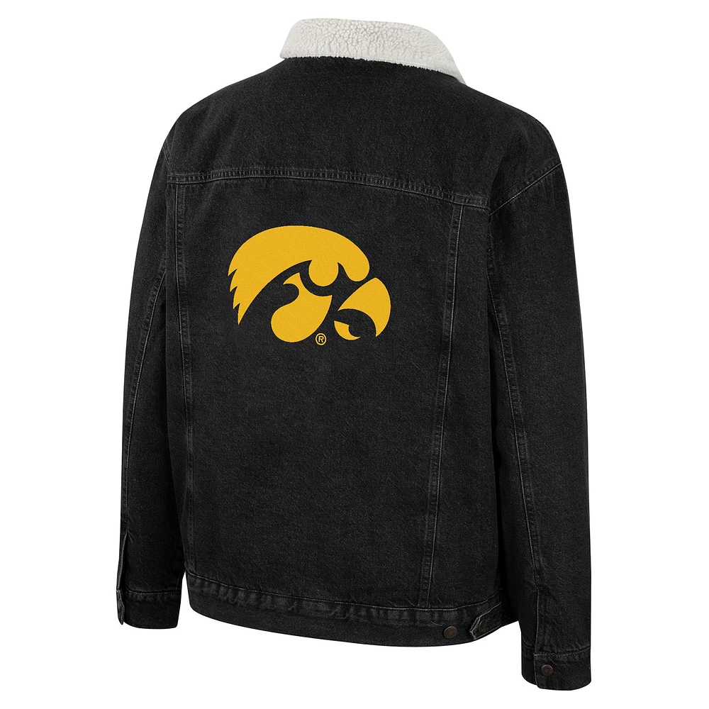 Colosseum x Wrangler Charcoal Iowa Hawkeyes Western Veste en jean boutonnée pour homme