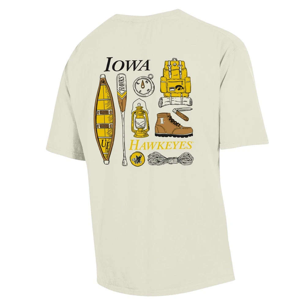 Crème lavante confortable pour hommes Iowa Hawkeyes Camping Trip T-shirt