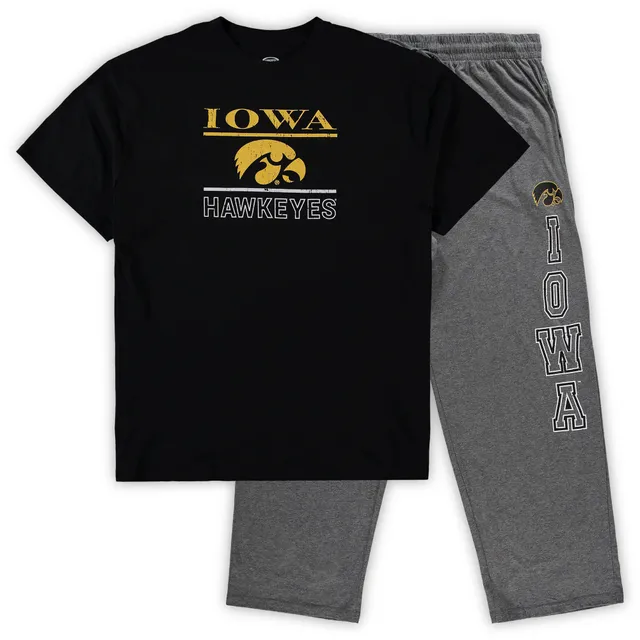 Men's Concepts Sport Black Iowa Hawkeyes Big & Tall Plaid T-Shirt & Pants  Sleep Set