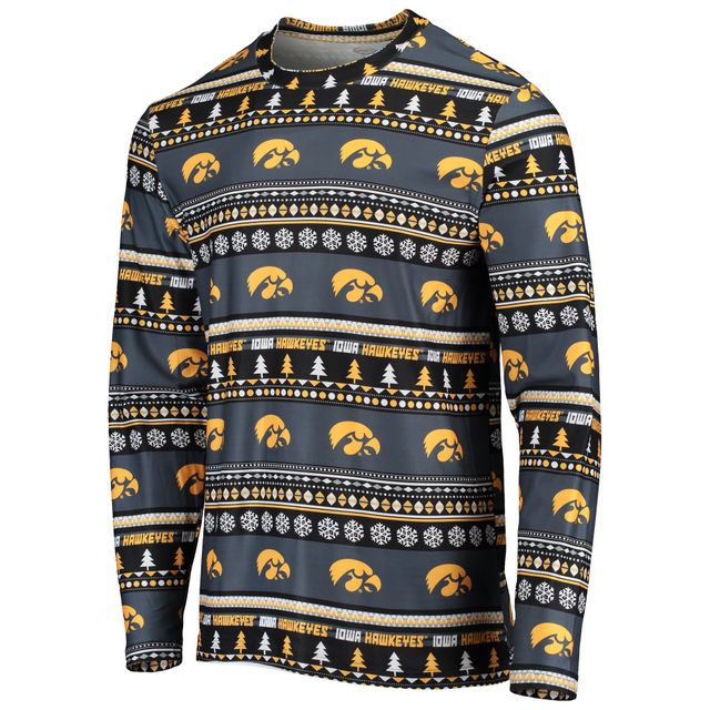 Concepts Sport Iowa Hawkeyes Ugly Sweater T-shirt et pantalon à manches longues pour homme Noir