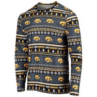 Men's Concepts Sport Black Iowa Hawkeyes Ugly Sweater Long Sleeve T-Shirt and Pants Sleep Set