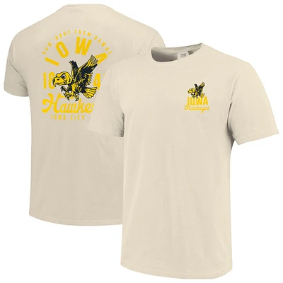 Men's Cream Iowa Hawkeyes Comfort Colors Mascot Overlay T-Shirt