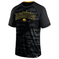 T-shirt noir Fanatics Iowa Hawkeyes Arch Outline Raglan pour hommes