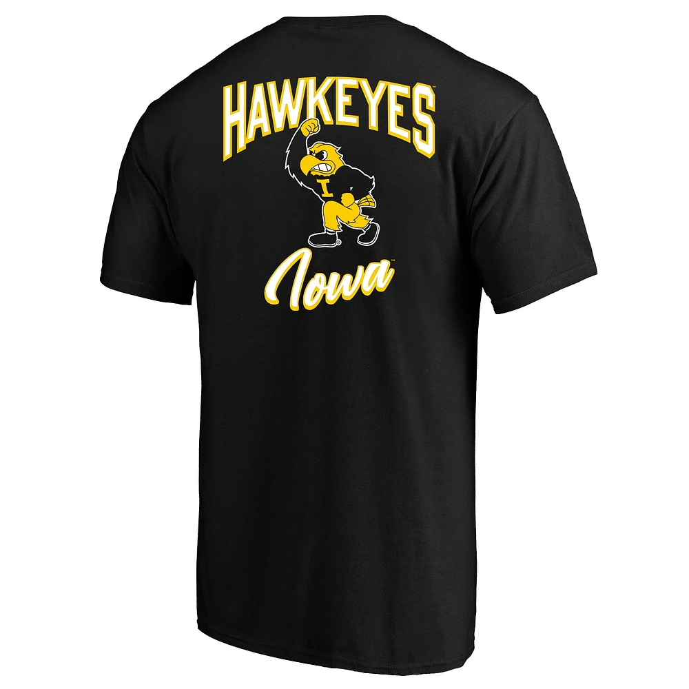 T-shirt Fanatics pour hommes, noir, Iowa Hawkeyes, taille grande et grande, 2-Hit