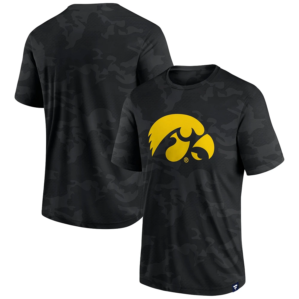 Men's Fanatics  Black Iowa Hawkeyes Camo Logo T-Shirt