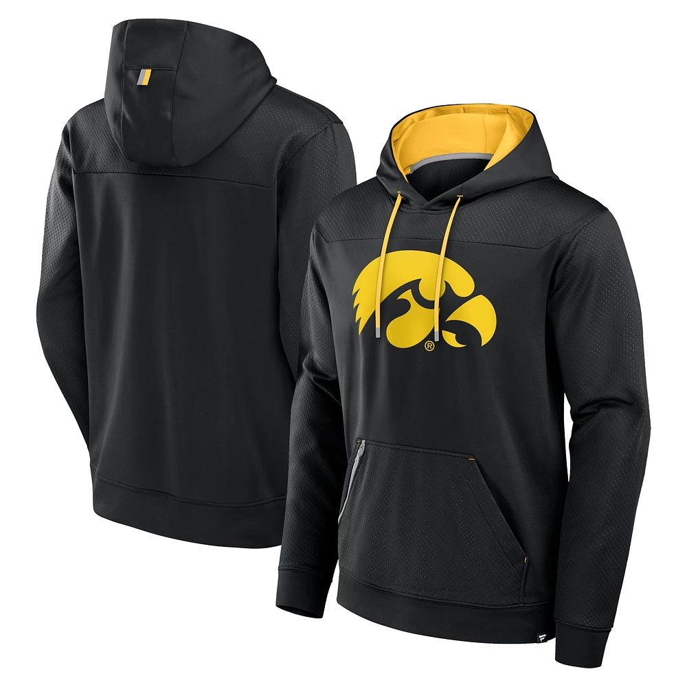 Sweat à capuche noir délavé pois pour homme Iowa Hawkeyes Defender Fanatics